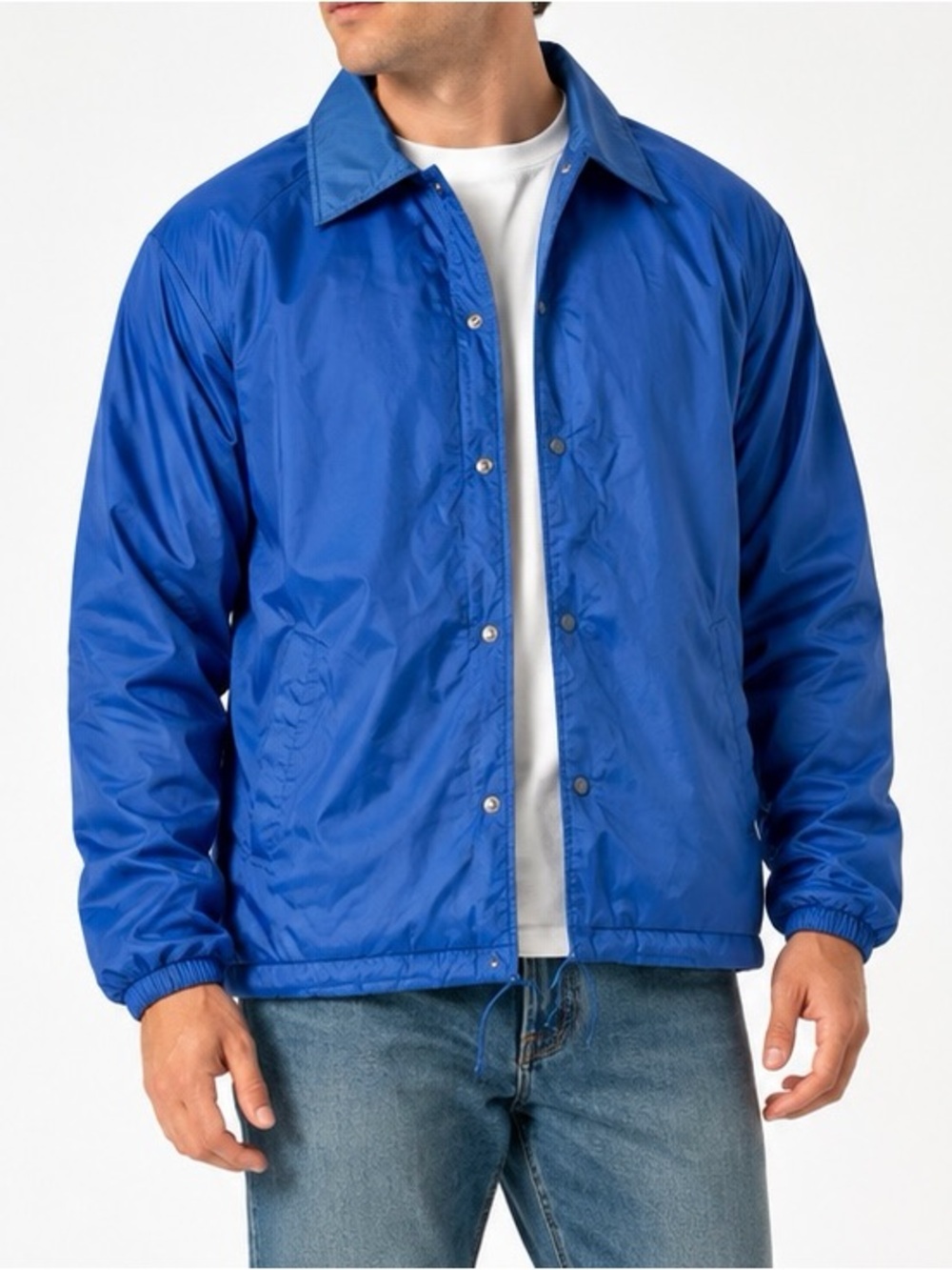 Vintage‎ Sears Coaches Jacket Blue Windbreaker Size S Small Retro 90s Sporty